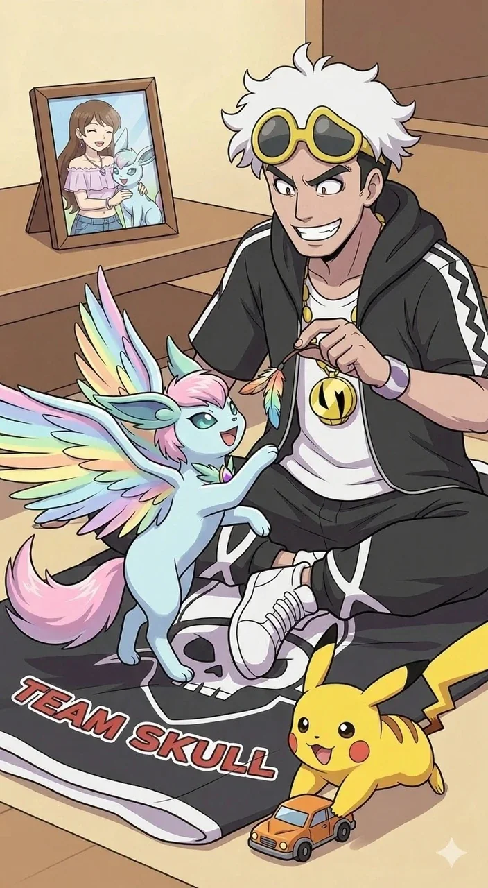 Guzma is Poke-Sitting Auroreon and Chupi picture 1 of 1