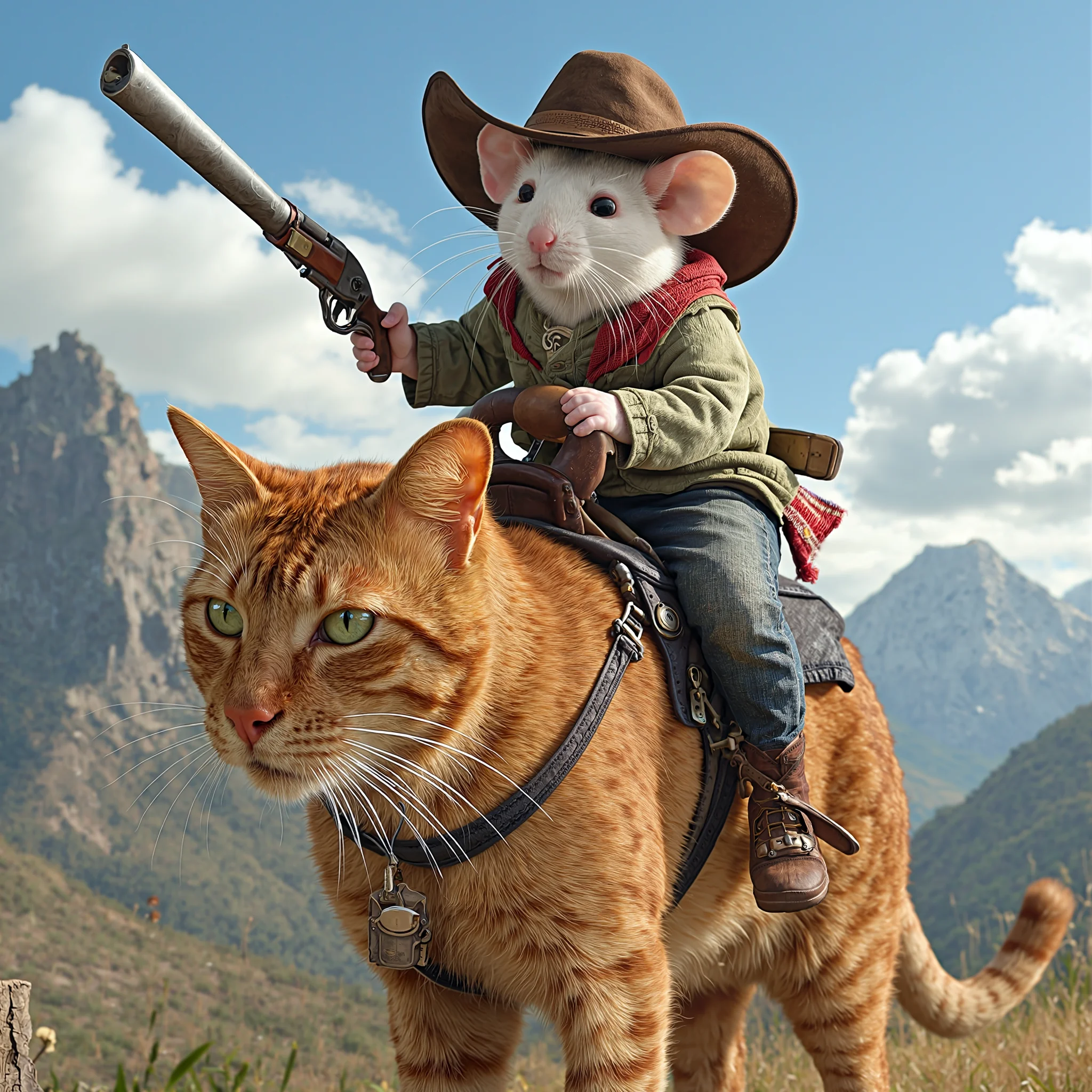 Cowboy mice riding cats picture 1 of 6