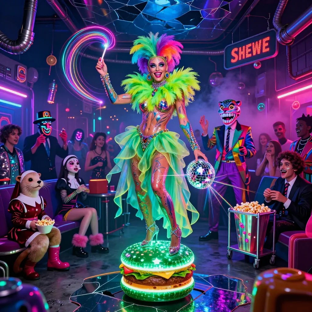 Neon rings, feathered laughter picture 1 of 1