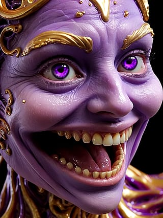 A purple smile in gold'