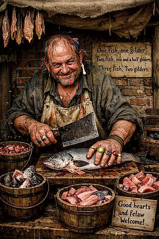 That will be one gilder, kind heart'