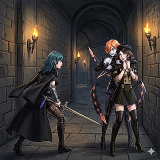 Fire Emblem Three Houses Byleth Kronya and Dorothea'
