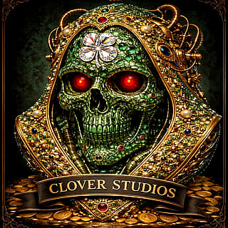 Baroque Cyberpunk Skull Emblem & Diamond Clover Studios Concept'