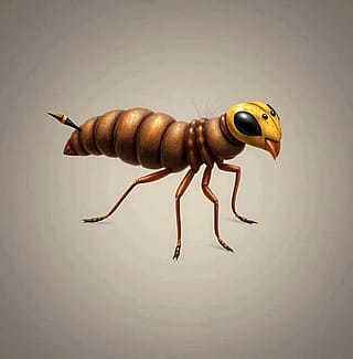 Larvae with wasp head'