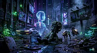 Cyberpunk Post-Apocalyptic Scene'
