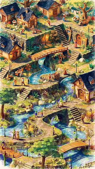 Living as an NPC in This Cozy Village / Phone Wallpaper Archives'