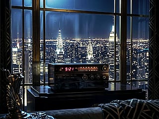 My 8 track alarm clock in 1930s art deco New York'