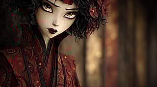 Beautiful eyes and red dressed - Midjourney Video'