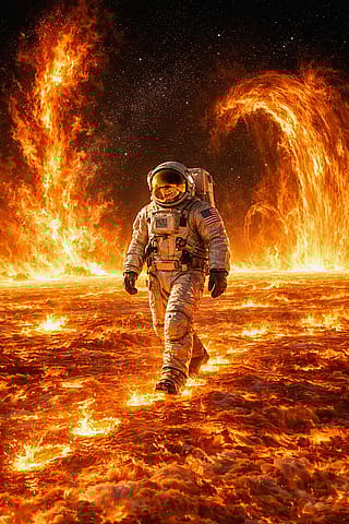 The Sun burns everything… except him.'