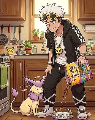 Guzma feeding Delcatty'