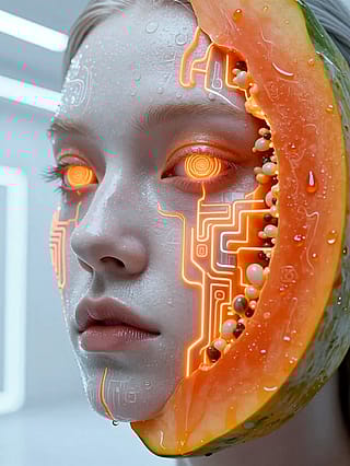 Midnight melon hides glowing heart'