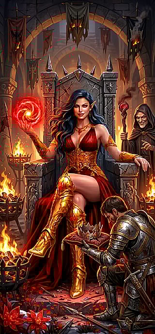 Elf queen on a throne of Conquest'