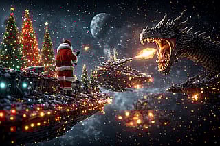 Santa's Fleet Engages the Space Dragon'