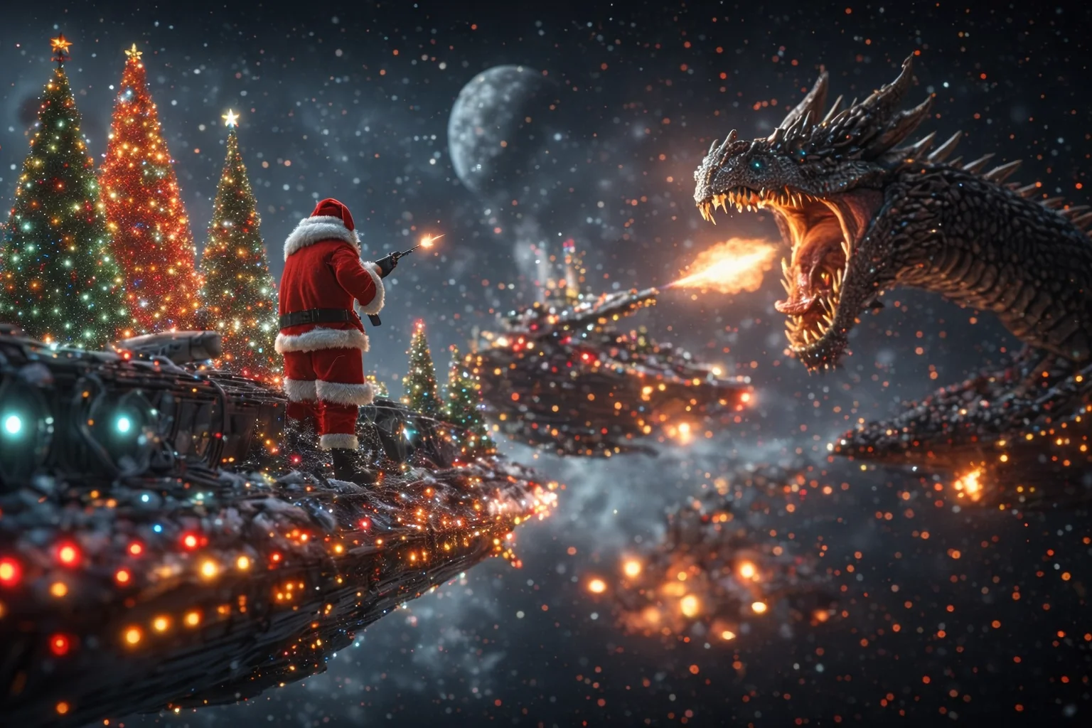 Santa's Fleet Engages the Space Dragon picture 1 of 1