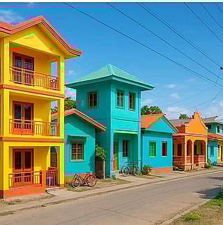 The same housing neighborhood across the multiverse. One of the versions is on fire.'