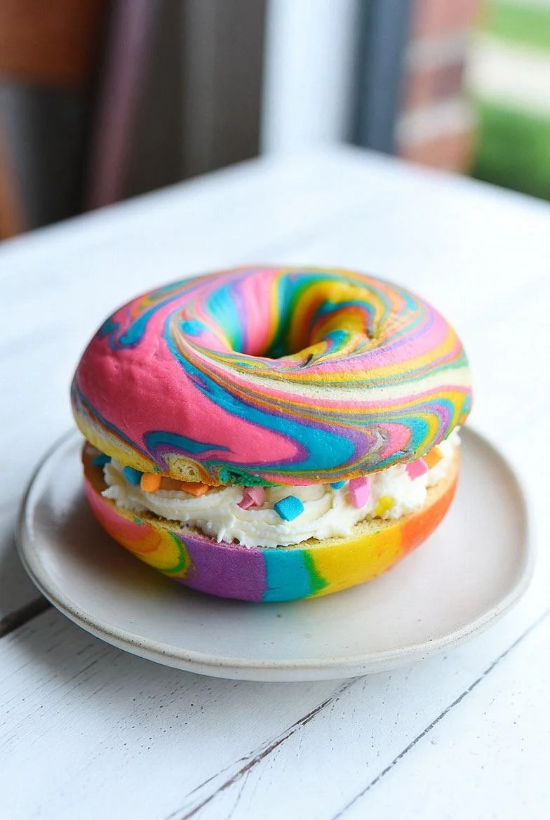Rainbow Bagel From 2016 With a Ton of Funfetti Frosting Inside picture 1 of 1