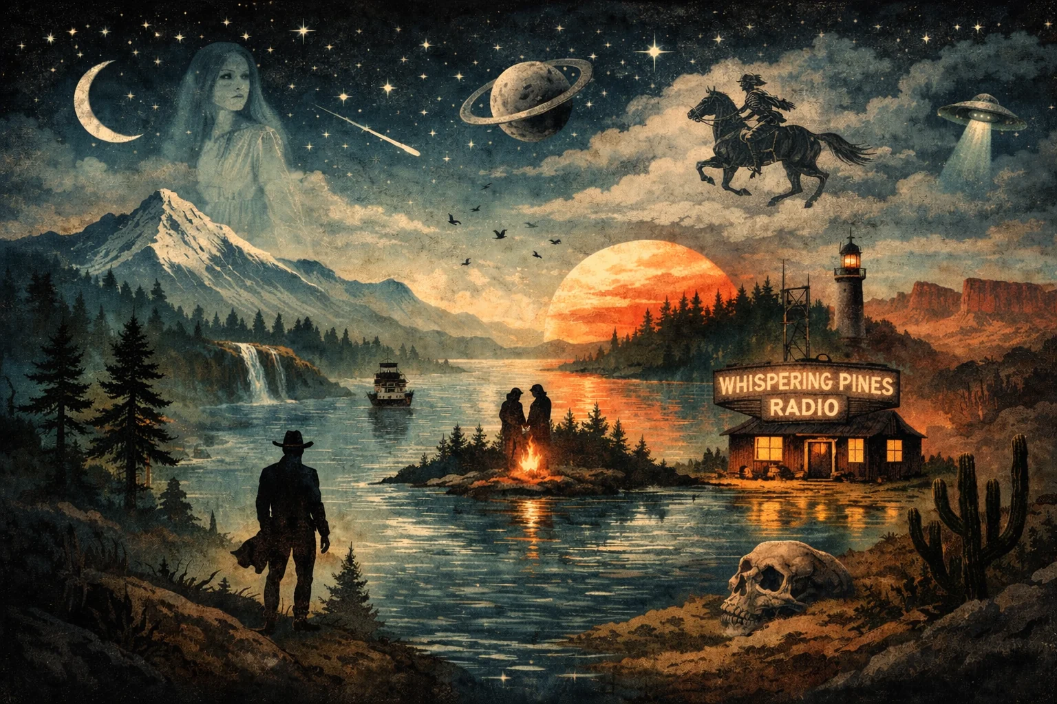 Desktop wallpaper I created inspired by the music of my favourite artist Lord Huron, blending elements from their albums and universe. picture 1 of 1