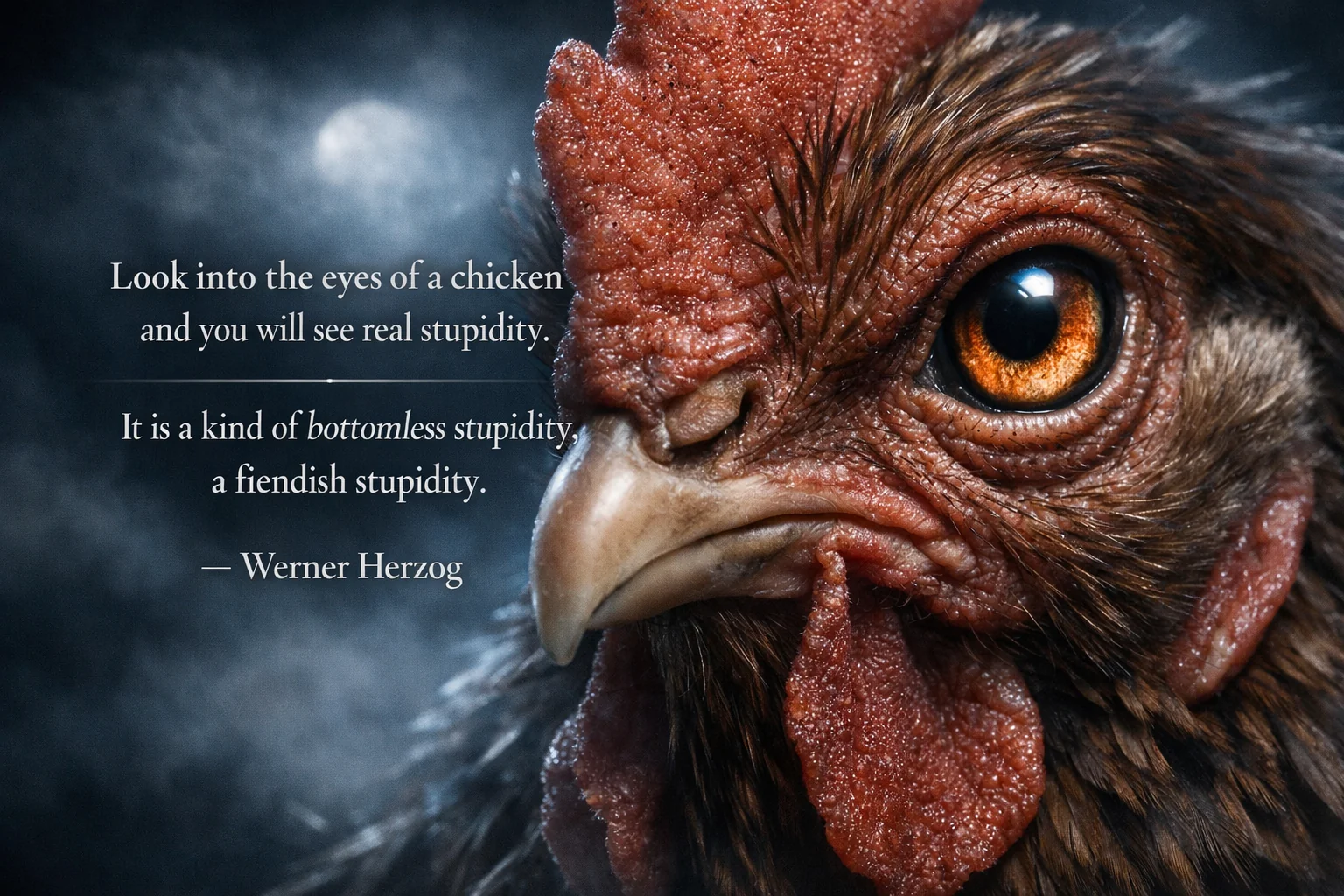 "Look into the eyes of a chicken..." Werner Herzog picture 1 of 1