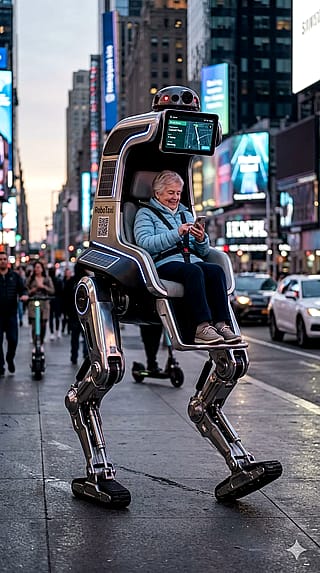 "Seated and Walking Robot Taxi Concept"'