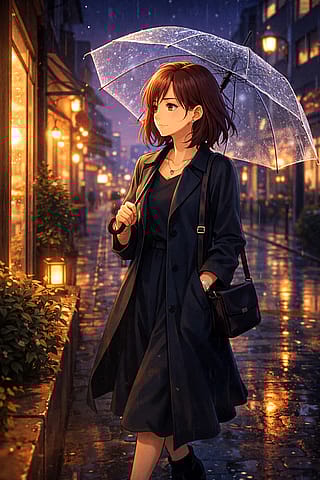 Rainy street in evening light'