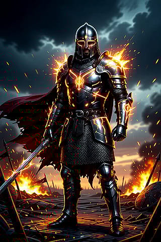 Infernal Knight, fantasy warrior concept with molten armour'