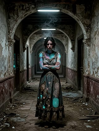 Silicon soul amidst worn walls'