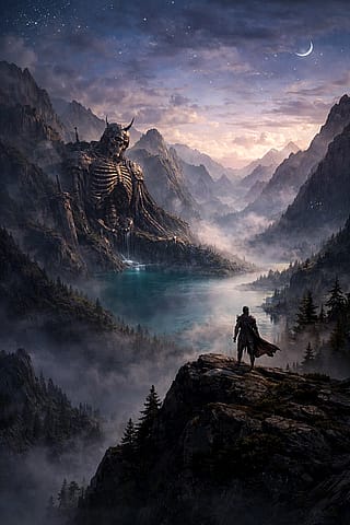 Long ago, three giants roamed the earth, causing chaos, until they were finally slain one by one.'