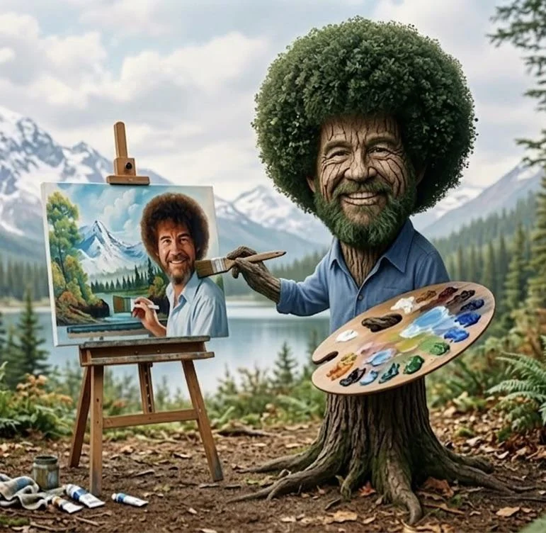 Meet Rob Boss, a tree who paints Bob Ross. picture 1 of 1