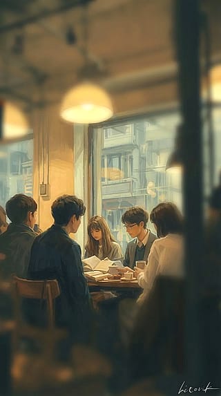 A Small Meeting in a Café / Phone Wallpaper Archives'