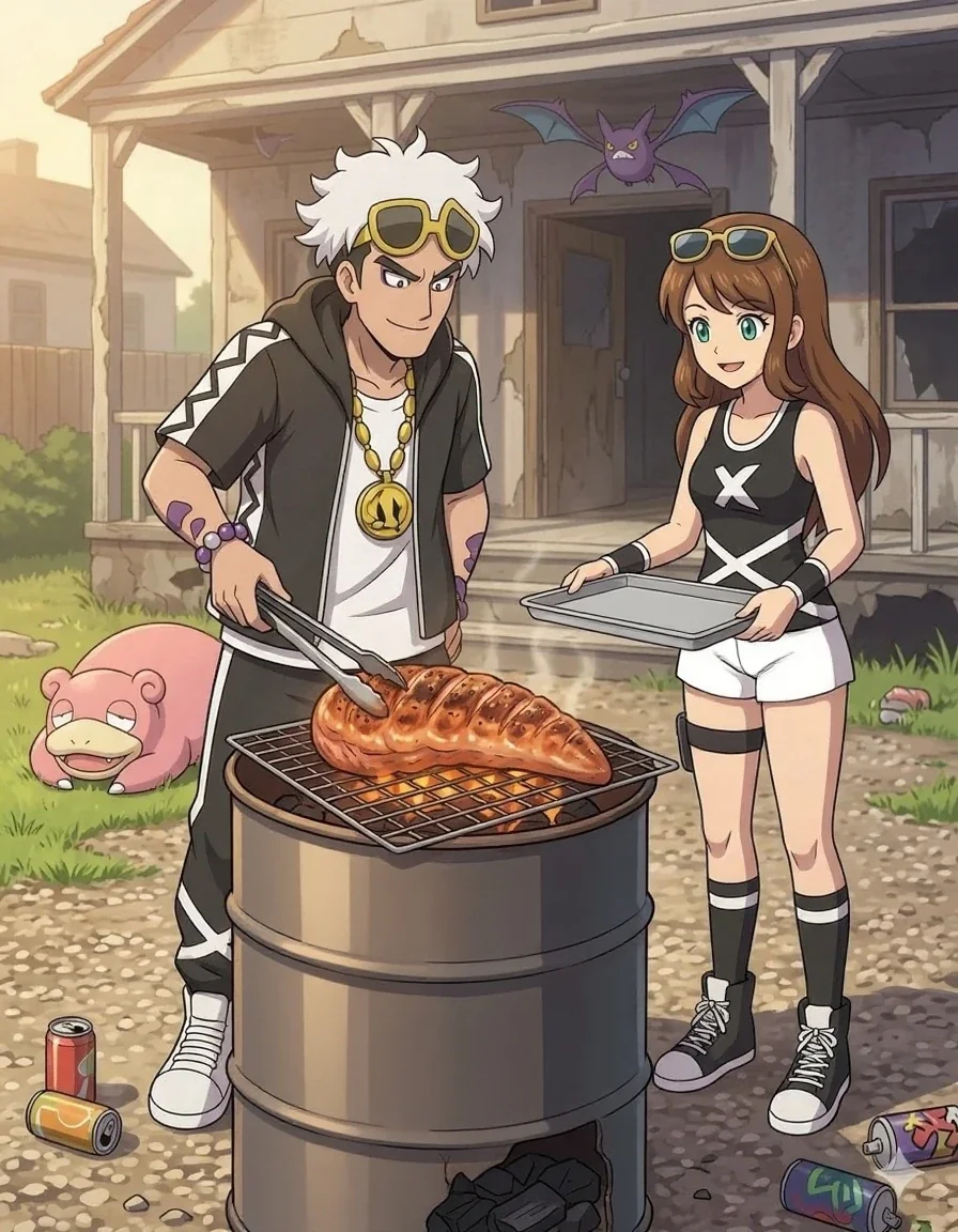 Guzma grilling a succulent Slowpoke tail picture 1 of 1