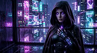 The Woman Behind the Neon Veil'