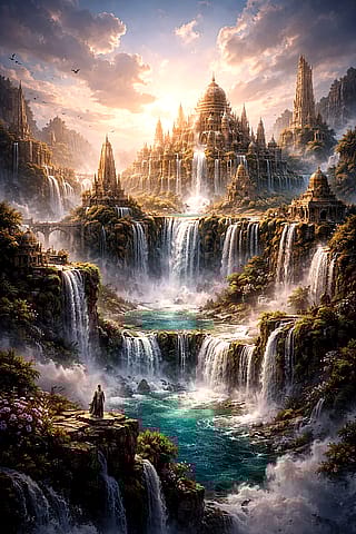 What if an ancient civilization built their capital on a mountain of waterfalls?”'