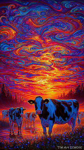 Good night my friends of the electric dusk - Cows in the Last Light'