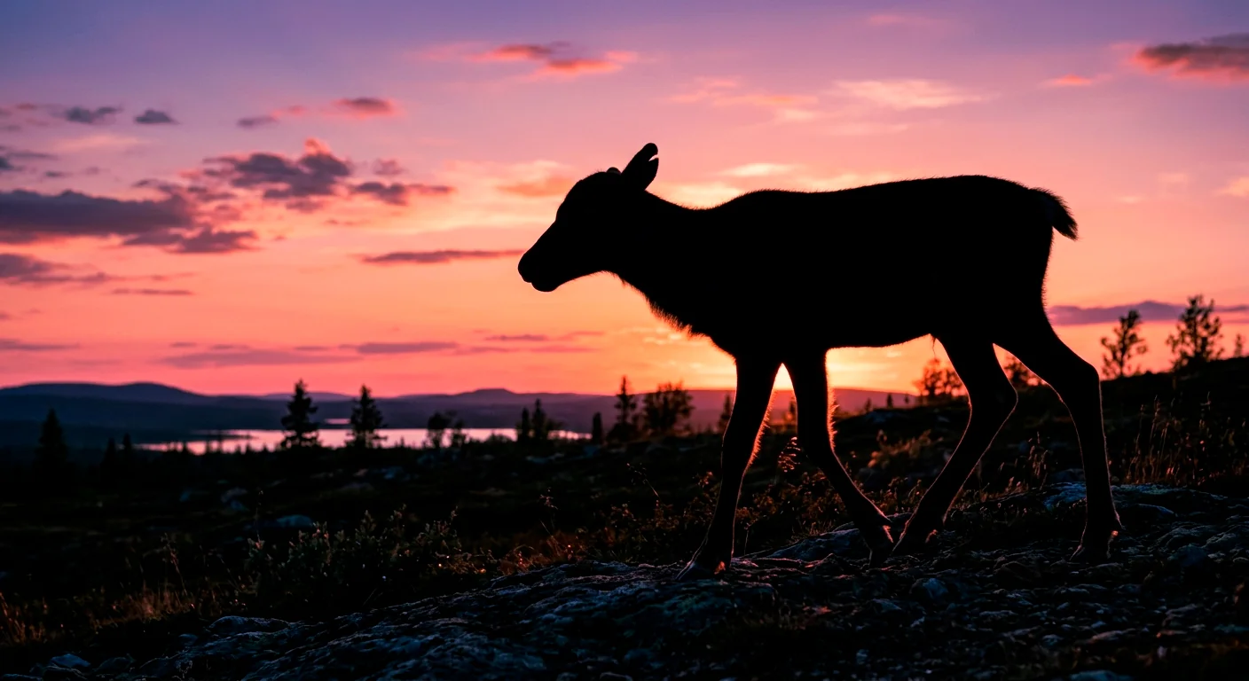 Reindeer calf at sunset picture 1 of 1