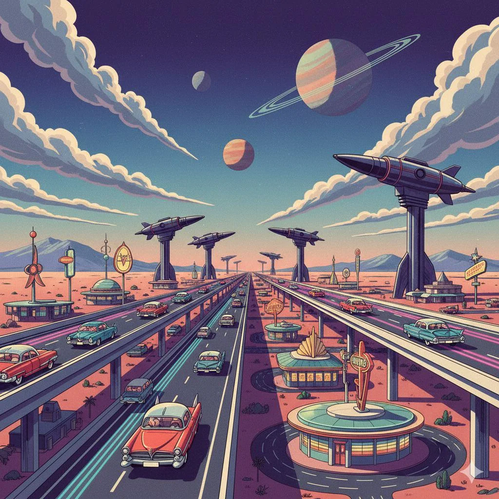 Cold-War era inspired desert highway. picture 1 of 1