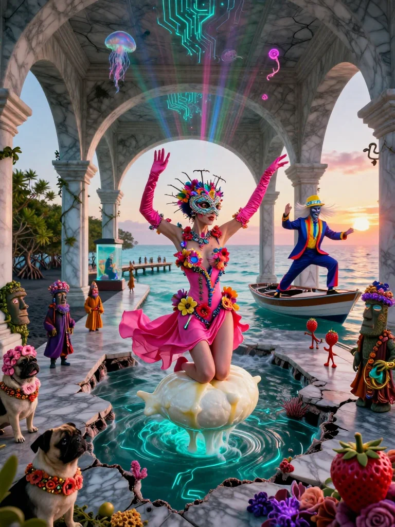 Sunset whispers, petals, and a dog picture 1 of 1