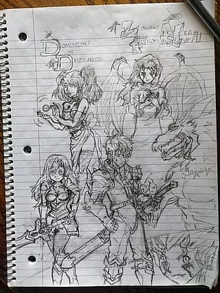 I did a sketch for a user for an RPG game and this is my version vs AI, I got nuked 💥 🥹'