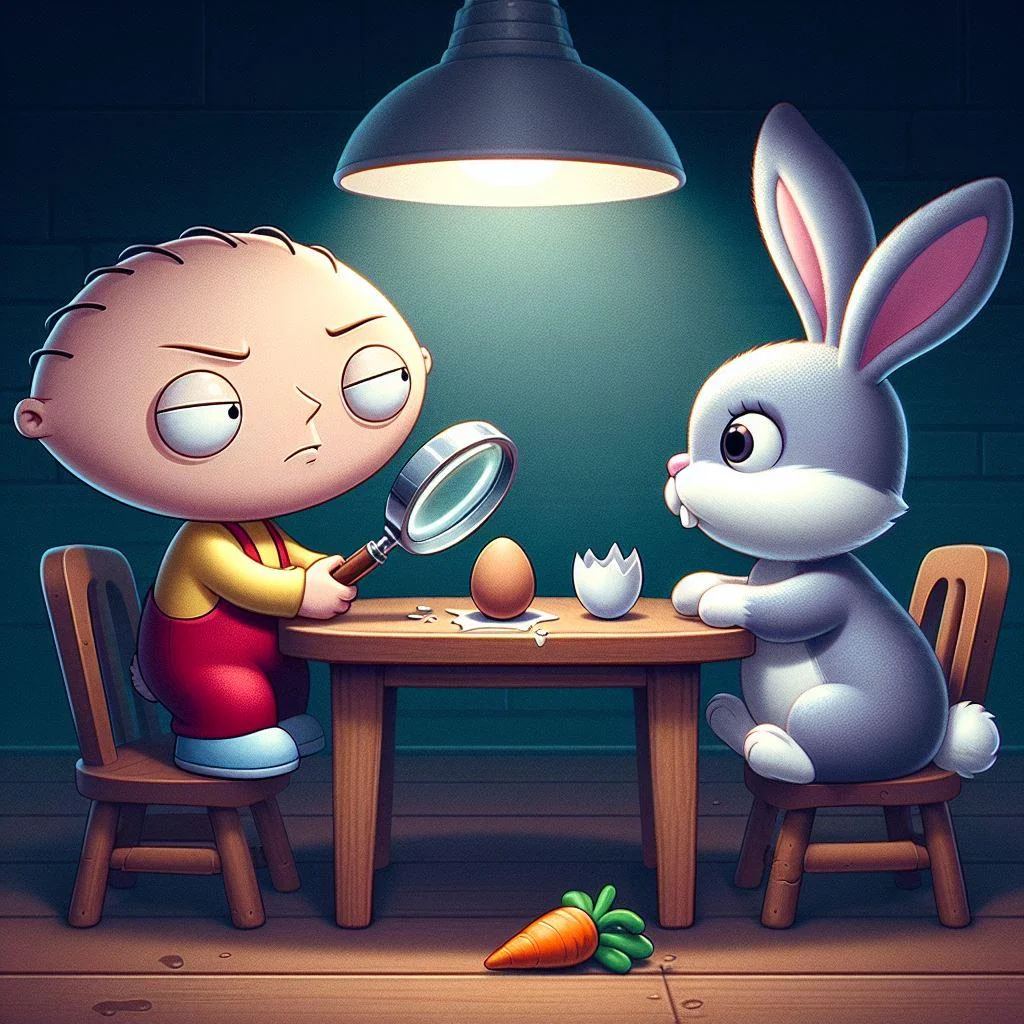 “You're acting suspicious, now tell me… Where are the eggs?” picture 1 of 1