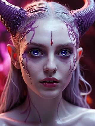 Blue horns amid crimson shadows'