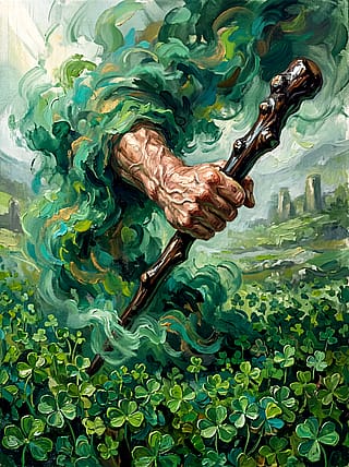 Design for the Ace of Wands in the Irish Tarot'