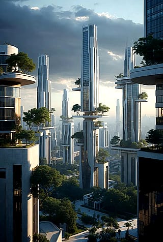 "Biomimetic megastructures where nature literally grows on top of everything"'