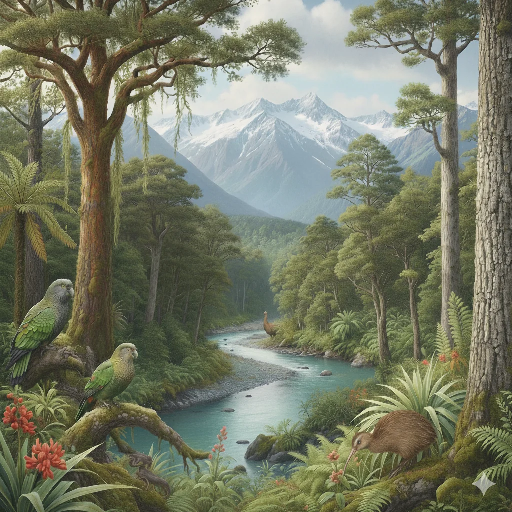 Peaceful New Zealand scene from the 1800's picture 1 of 1