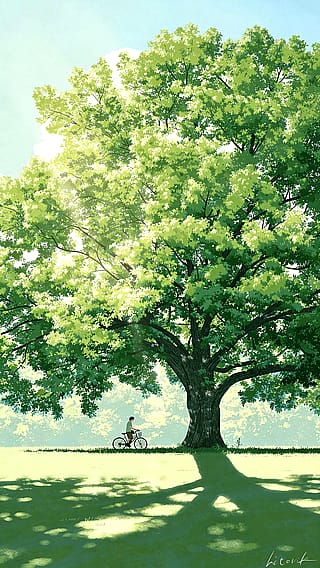 Cycling in the Dappled Sunlight / Phone Wallpaper Archives'