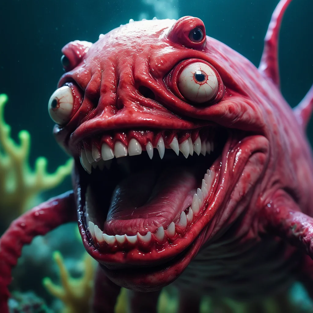 Red gaze, white lines, dark picture 1 of 1