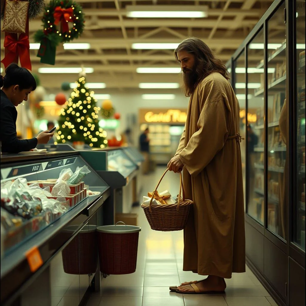 Jesus doing Xmas shopping picture 1 of 1