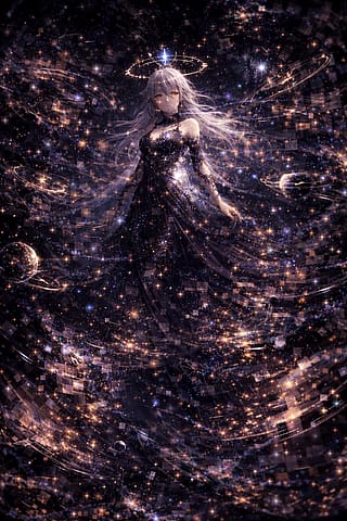 Cosmic girl surrounded by stars (OC, AIG)'