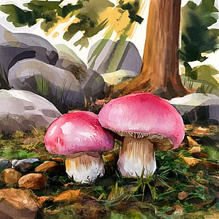 Watercolor Mushrooms'