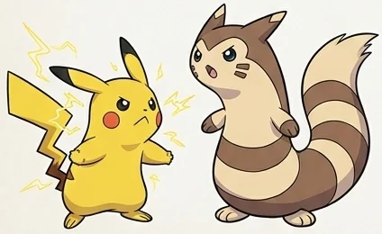 Chupi and Furret are having a bit of a disagreement over which one is the cutest picture 1 of 1