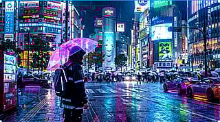 A cyberpunk take on Tokyo during endless rain'