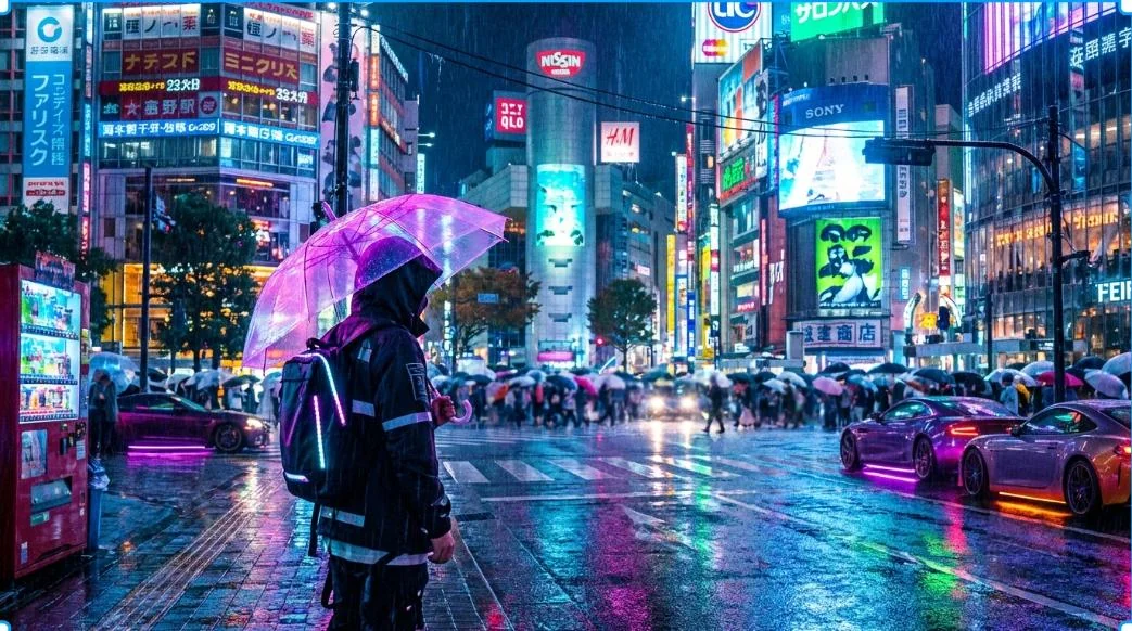A cyberpunk take on Tokyo during endless rain picture 1 of 3